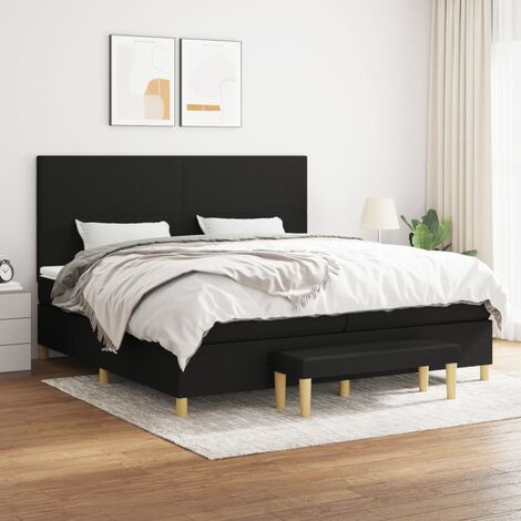 Lit adulte Durable,Lit à sommier Tapissier + Matelas Noir 200x200 cm Tissu -56985 (1/5)