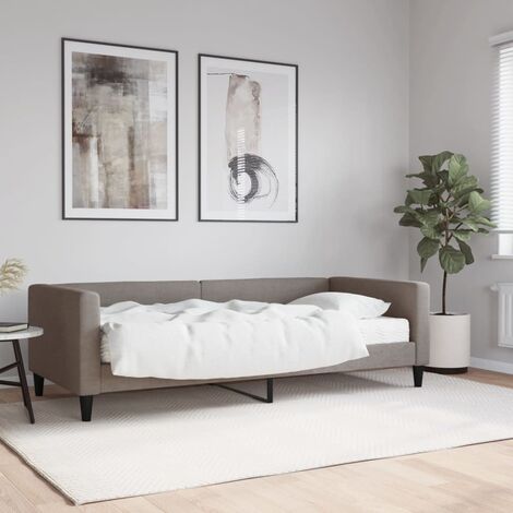 Lit Adulte,Lit simple,Lit de jour avec matelas taupe 90x200 cm tissu CIV505526 (1/5)