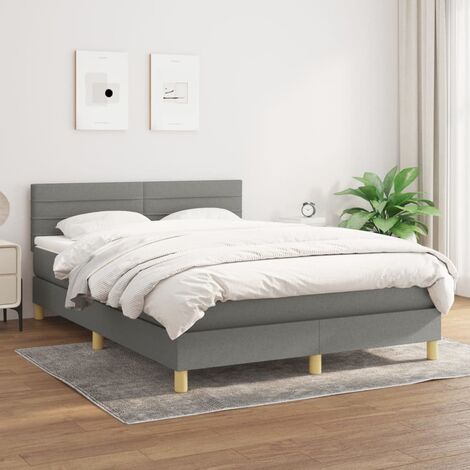 Lit adulte Moderne,Lit à sommier tapissier et matelas Gris foncé 140x190cm Tissu -59762 (1/5)