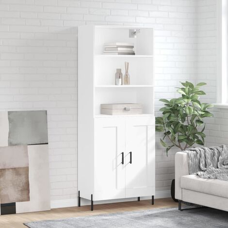 Buffet haut,Buffet de salon,Commode Meuble de rangement,Style Industriel Blanc 69,5x34x180 cm Bois d'ingénierie VNWE539909 (1/5)