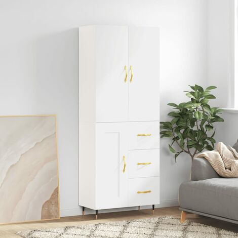Buffet haut,Buffet de salon,Commode Meuble de rangement,Style Industriel Blanc 69,5x34x180 cm Bois d'ingénierie VNWE787294 (1/5)