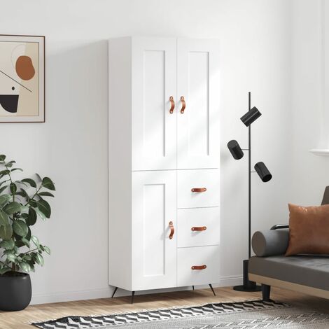 Buffet haut，Buffet de salon，Commode Meuble de rangement，Style Industriel Blanc 69,5x34x180 cm Bois d'ingénierie VNWE906347 (1/5)