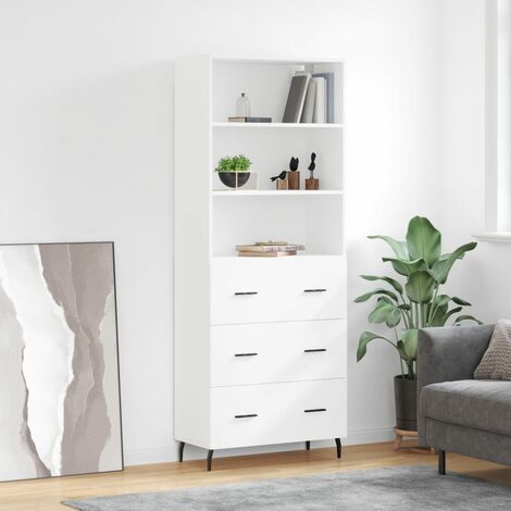 Buffet haut，Buffet de salon，Commode Meuble de rangement，Style Industriel Blanc 69,5x34x180 cm Bois d'ingénierie VNWE425588 (1/5)