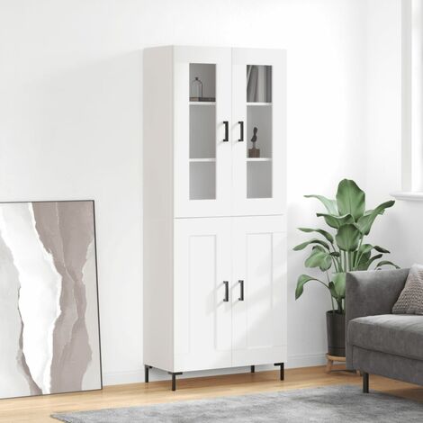 Buffet haut，Buffet de salon，Commode Meuble de rangement，Style Industriel Blanc 69,5x34x180 cm Bois d'ingénierie VNWE651101 (1/5)