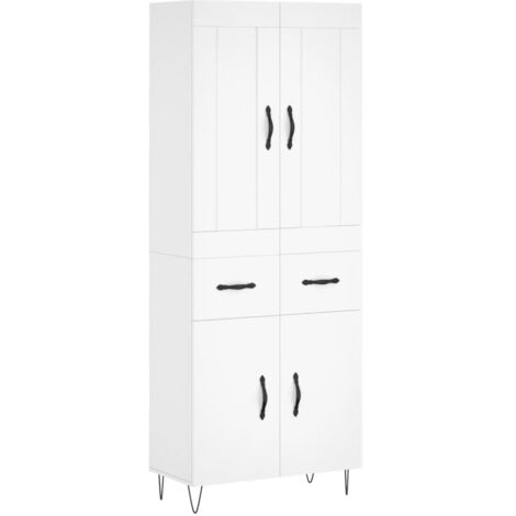 Buffet haut，Buffet de salon，Commode Meuble de rangement，Style Industriel Blanc 69,5x34x180 cm Bois d'ingénierie VNWE446441 (1/5)