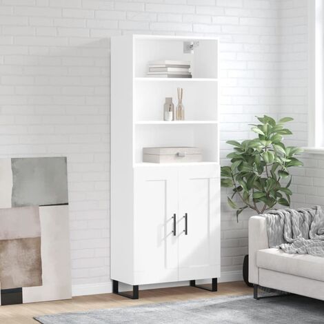 Buffet haut,Buffet de salon,Commode Meuble de rangement,Style Industriel Blanc 69,5x34x180 cm Bois d'ingénierie VNWE349684 (1/5)