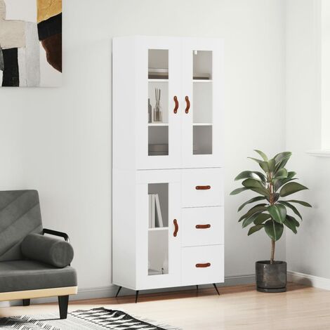 Buffet haut，Buffet de salon，Commode Meuble de rangement，Style Industriel Blanc 69,5x34x180 cm Bois d'ingénierie VNWE731338 (1/5)