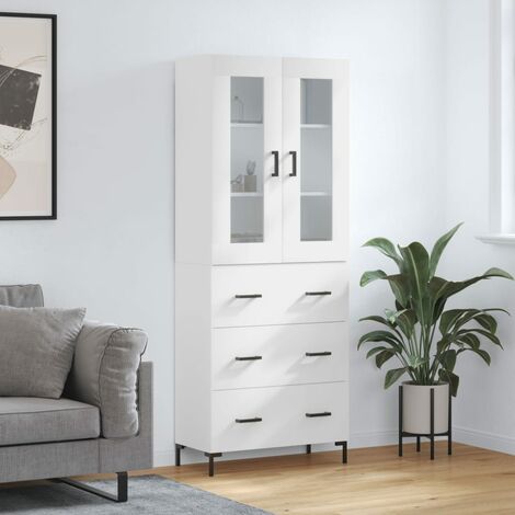 Buffet haut，Buffet de salon，Commode Meuble de rangement，Style Industriel Blanc 69,5x34x180 cm Bois d'ingénierie VNWE980328 (1/5)