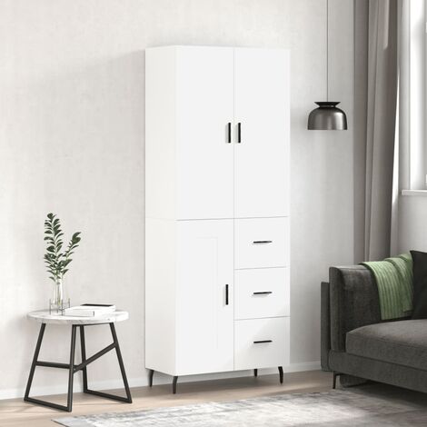 Buffet haut，Buffet de salon，Commode Meuble de rangement，Style Industriel Blanc 69,5x34x180 cm Bois d'ingénierie VNWE807533 (1/5)