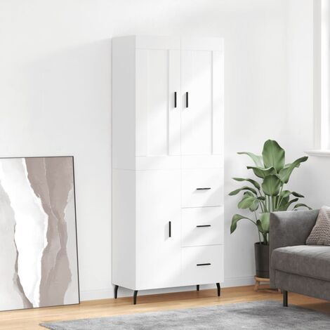 Buffet haut，Buffet de salon，Commode Meuble de rangement，Style Industriel Blanc 69,5x34x180 cm Bois d'ingénierie VNWE679866 (1/5)