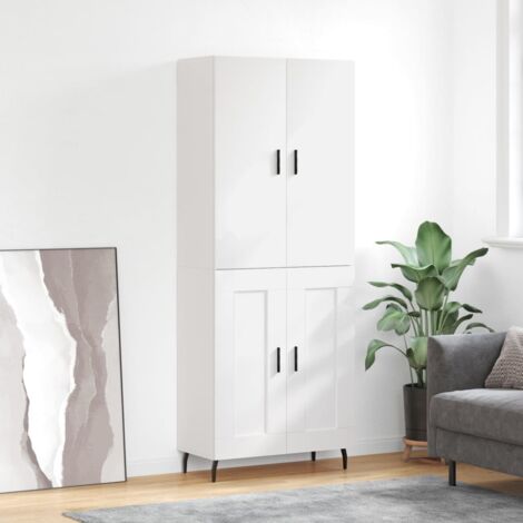 Buffet haut, Enfilade, Armoire de cuisine Blanc 69,5x34x180 cm Bois d'ingénierie QWE71992 DESIGN IN (1/5)