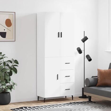 Buffet haut，Buffet de salon，Commode Meuble de rangement，Style Industriel Blanc 69,5x34x180 cm Bois d'ingénierie VNWE335633 (1/5)
