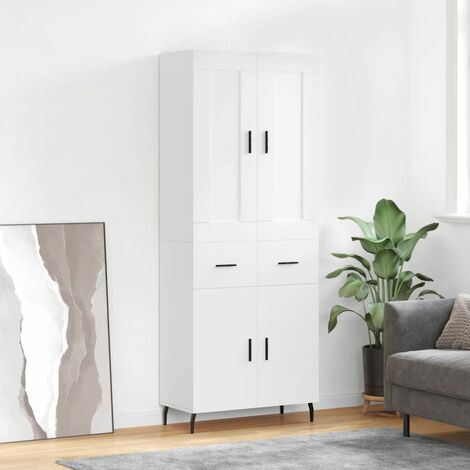 Buffet haut，Buffet de salon，Commode Meuble de rangement，Style Industriel Blanc 69,5x34x180 cm Bois d'ingénierie VNWE506824 (1/5)
