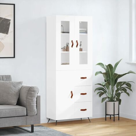 Buffet haut,Buffet de salon,Commode Meuble de rangement,Style Industriel Blanc 69,5x34x180 cm Bois d'ingénierie VNWE155294 (1/5)