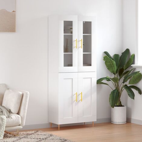 Buffet haut,Buffet de salon,Commode Meuble de rangement,Style Industriel Blanc 69,5x34x180 cm Bois d'ingénierie VNWE466679 (1/5)