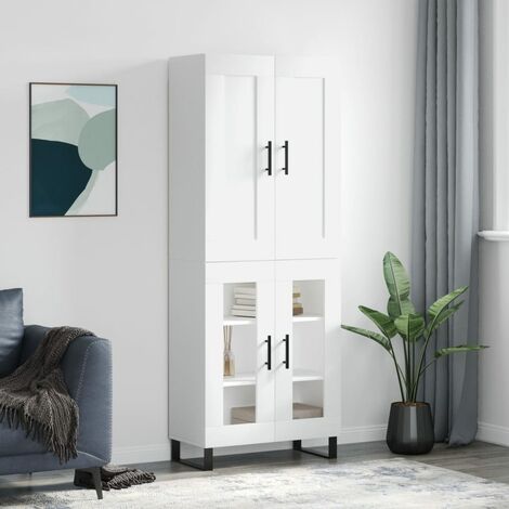 Buffet haut，Buffet de salon，Commode Meuble de rangement，Style Industriel Blanc 69,5x34x180 cm Bois d'ingénierie VNWE584758 (1/5)