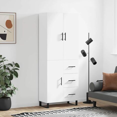 Buffet haut,Buffet de salon,Commode Meuble de rangement,Style Industriel Blanc 69,5x34x180 cm Bois d'ingénierie VNWE691696 (1/5)