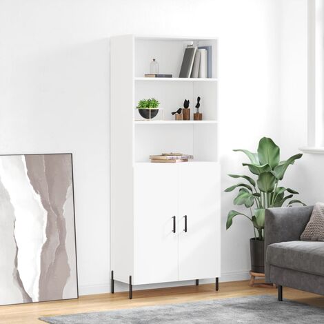 Buffet haut，Buffet de salon，Commode Meuble de rangement，Style Industriel Blanc 69,5x34x180 cm Bois d'ingénierie VNWE747895 (1/5)
