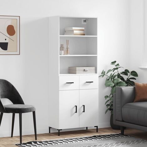 Buffet haut,Buffet de salon,Commode Meuble de rangement,Style Industriel Blanc 69,5x34x180 cm Bois d'ingénierie VNWE761980 (1/5)