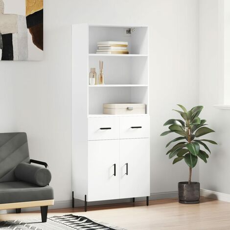 Buffet haut,Buffet de salon,Commode Meuble de rangement,Style Industriel Blanc 69,5x34x180 cm Bois d'ingénierie VNWE497126 (1/5)