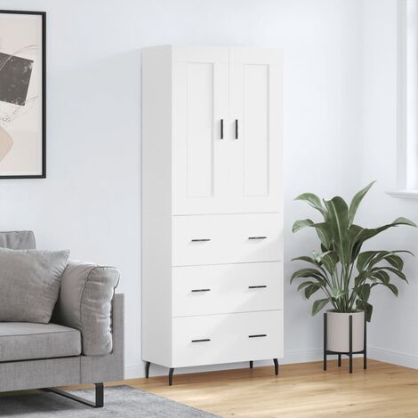 Buffet haut，Buffet de salon，Commode Meuble de rangement，Style Industriel Blanc 69,5x34x180 cm Bois d'ingénierie VNWE729392 (1/5)
