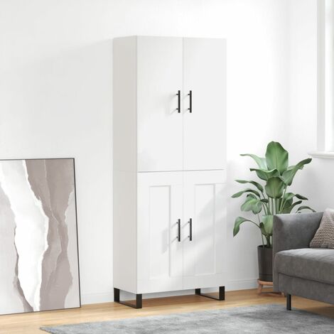 Buffet haut,Buffet de salon,Commode Meuble de rangement,Style Industriel Blanc 69,5x34x180 cm Bois d'ingénierie VNWE707344 (1/5)