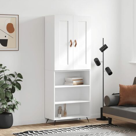 Buffet haut，Buffet de salon，Commode Meuble de rangement，Style Industriel Blanc 69,5x34x180 cm Bois d'ingénierie VNWE244214 (1/5)