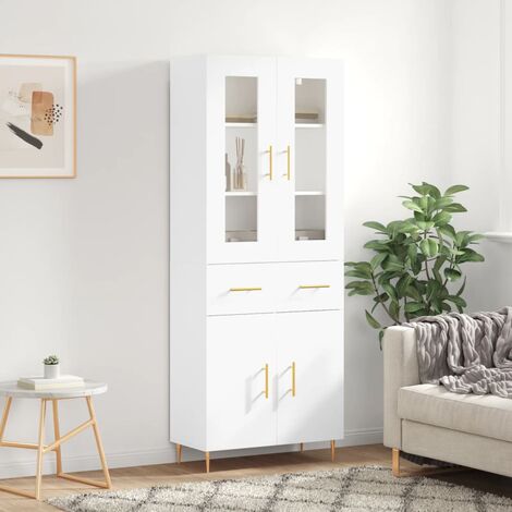 Buffet haut，Buffet de salon，Commode Meuble de rangement，Style Industriel Blanc 69,5x34x180 cm Bois d'ingénierie VNWE159718 (1/5)