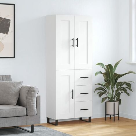 Buffet haut，Bahut，Meuble de Rangement，Buffet de cuisine Blanc 69,5x34x180 cm Bois d'ingénierie CIV171206 (1/5)