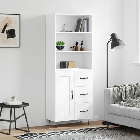 Buffet haut,Buffet de salon,Commode Meuble de rangement,Style Industriel Blanc 69,5x34x180 cm Bois d'ingénierie VNWE603043 (1/5)
