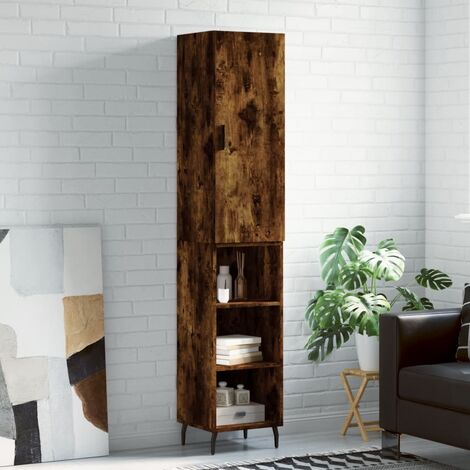 Buffet haut，Buffet de salon，Commode Meuble de rangement，Style Industriel Chêne fumé 34,5x34x180 cm Bois d'ingénierie VNWE268190 (1/5)