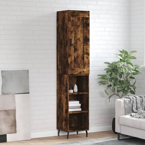 Buffet haut，Buffet de salon，Commode Meuble de rangement，Style Industriel Chêne fumé 34,5x34x180 cm Bois d'ingénierie VNWE952900 (1/5)