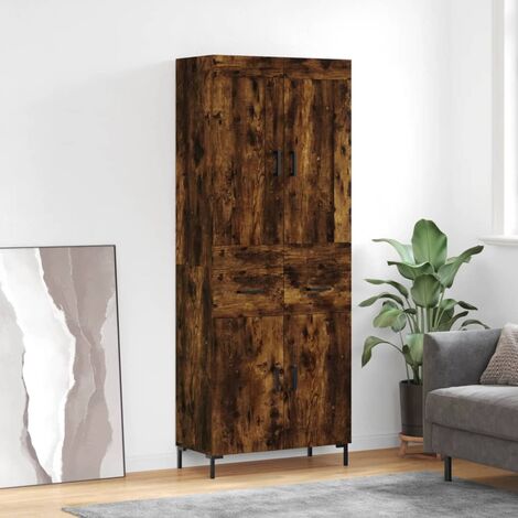 Buffet haut,Buffet de salon,Commode Meuble de rangement,Style Industriel Chêne fumé 69,5x34x180 cm Bois d'ingénierie VNWE897917 (1/5)