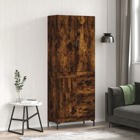 Buffet haut，Buffet de salon，Commode Meuble de rangement，Style Industriel Chêne fumé 69,5x34x180 cm Bois d'ingénierie VNWE292112 (1/5)