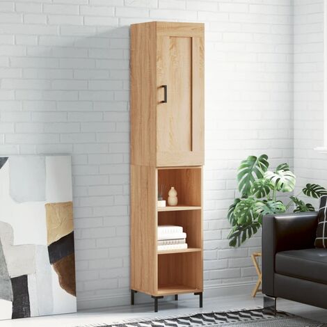 Buffet haut,Buffet de salon,Commode Meuble de rangement,Style Industriel Chêne sonoma 34,5x34x180 cm Bois d'ingénierie VNWE918080 (1/5)