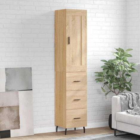 Buffet haut,Buffet de salon,Commode Meuble de rangement,Style Industriel Chêne sonoma 34,5x34x180 cm Bois d'ingénierie VNWE386486 (1/5)