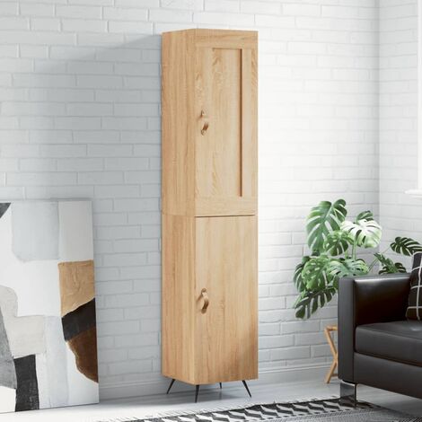 Buffet haut，Buffet de salon，Commode Meuble de rangement，Style Industriel Chêne sonoma 34,5x34x180 cm Bois d'ingénierie VNWE208077 (1/5)