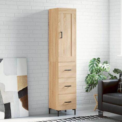 Buffet haut,Buffet de salon,Commode Meuble de rangement,Style Industriel Chêne sonoma 34,5x34x180 cm Bois d'ingénierie VNWE305707 (1/5)