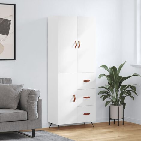 Buffet haut,Buffet de salon,Commode Meuble de rangement,Style Industriel Blanc 69,5x34x180 cm Bois d'ingénierie VNWE463560 (1/5)
