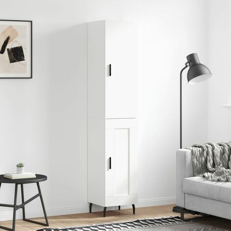 Buffet haut，Buffet de salon，Commode Meuble de rangement，Style Industriel Blanc 34,5x34x180 cm Bois d'ingénierie VNWE249381 (1/5)
