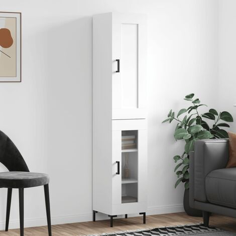 Buffet haut,Buffet de salon,Commode Meuble de rangement,Style Industriel Blanc 34,5x34x180 cm Bois d'ingénierie VNWE961478 (1/5)