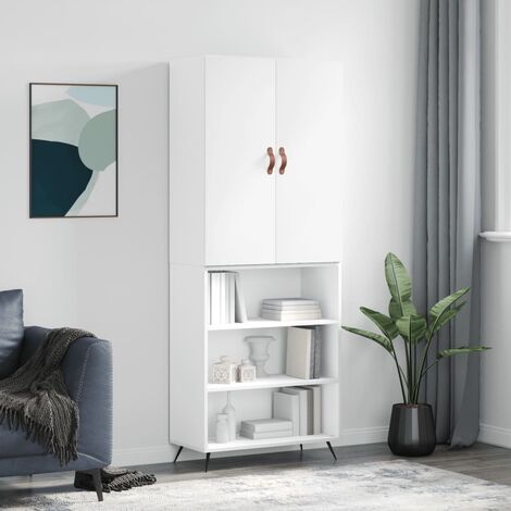 Buffet haut,Buffet de salon,Commode Meuble de rangement,Style Industriel Blanc 69,5x34x180 cm Bois d'ingénierie VNWE251264 (1/5)
