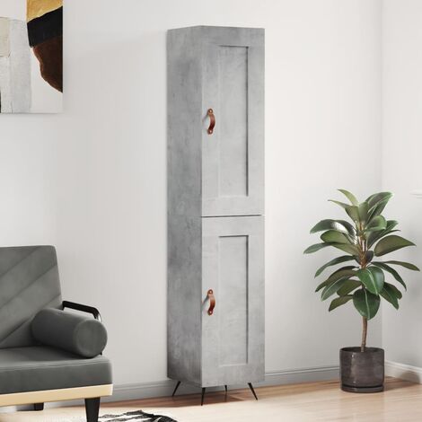 Buffet haut,Buffet de salon,Commode Meuble de rangement,Style Industriel Gris béton 34,5x34x180 cm Bois d'ingénierie VNWE872238 (1/4)