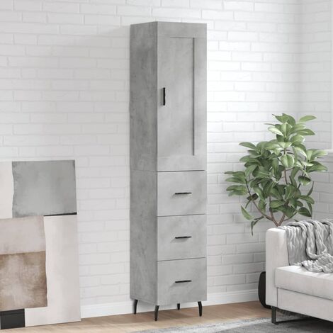 Buffet haut,Buffet de salon,Commode Meuble de rangement,Style Industriel Gris béton 34,5x34x180 cm Bois d'ingénierie VNWE781647 (1/4)