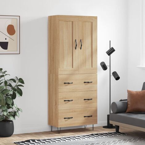 Buffet haut，Bahut，Meuble de Rangement，Buffet de cuisine Chêne sonoma 69,5x34x180 cm Bois d'ingénierie CIV404285 (1/5)