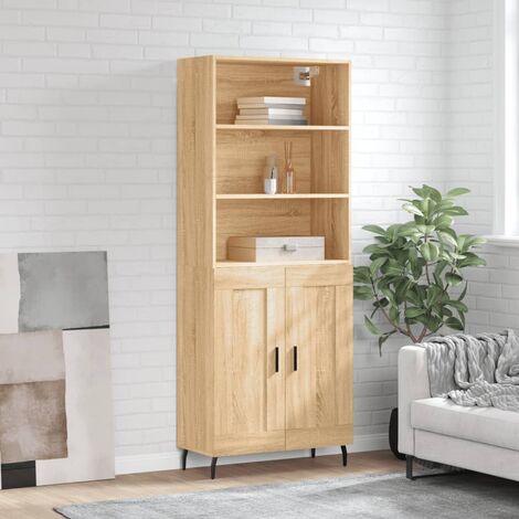 Buffet haut,Buffet de salon,Commode Meuble de rangement,Style Industriel Chêne sonoma 69,5x34x180 cm Bois d'ingénierie VNWE967903 (1/5)