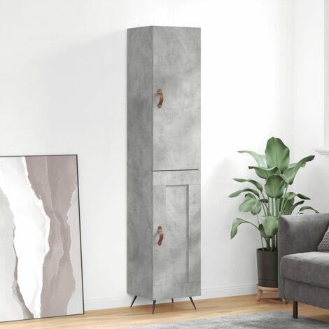 Buffet haut,Buffet de salon,Commode Meuble de rangement,Style Industriel Gris béton 34,5x34x180 cm Bois d'ingénierie VNWE774274 (1/5)