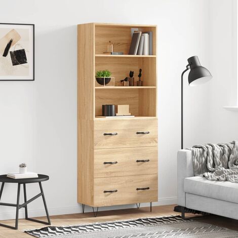 Buffet haut,Buffet de salon,Commode Meuble de rangement,Style Industriel Chêne sonoma 69,5x34x180 cm Bois d'ingénierie VNWE143671 (1/5)