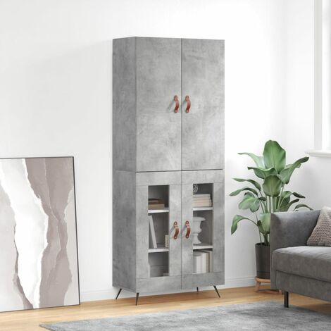 Buffet haut,Buffet de salon,Commode Meuble de rangement,Style Industriel Gris béton 69,5x34x180 cm Bois d'ingénierie VNWE780444 (1/5)