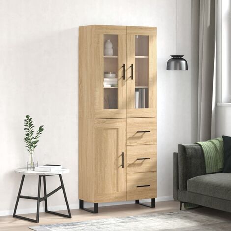 Buffet haut,Bahut,Meuble de Rangement,Buffet de cuisine Chêne sonoma 69,5x34x180 cm Bois d'ingénierie CIV626018 (1/5)